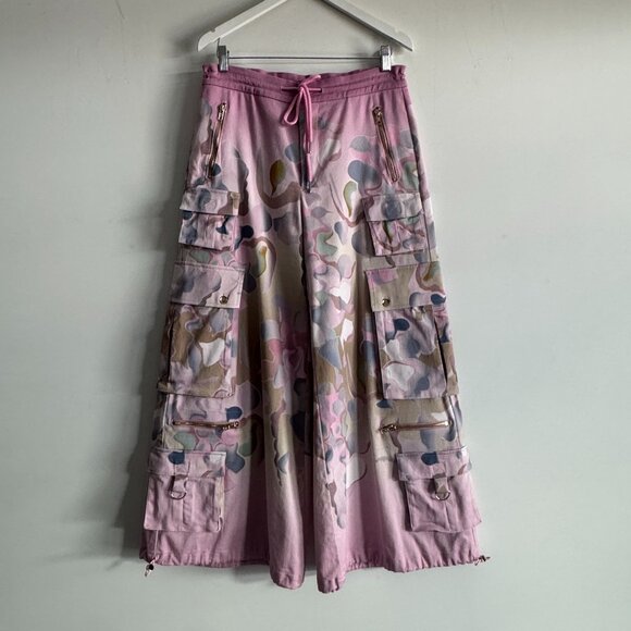 Cynthia Rowley Printed Cotton Twill Cargo Pants, Size S Runs Big - Picture 5 of 17